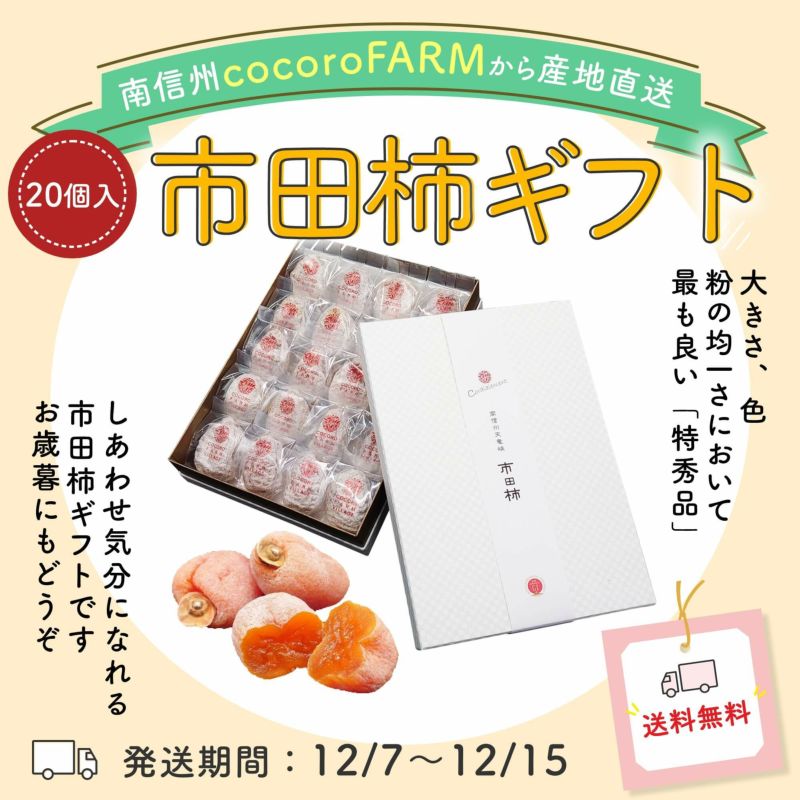 送料無料】市田柿 白箱（特秀）20個入 | COCORO FARM VILLAGE